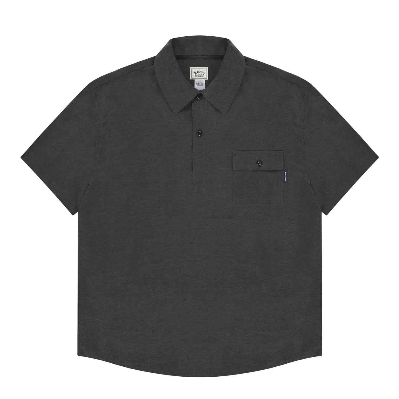 Kappy Pigment Henley Neck Half Shirt Charcoal - The Sporting Lodge