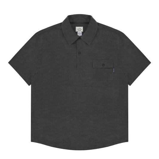 Kappy Pigment Henley Neck Half Shirt Charcoal - The Sporting Lodge