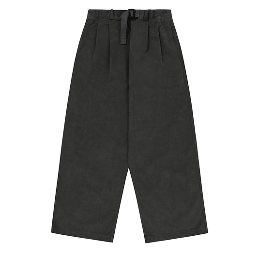 Kappy Pigment Two Tuck Wide Pants Charcoal