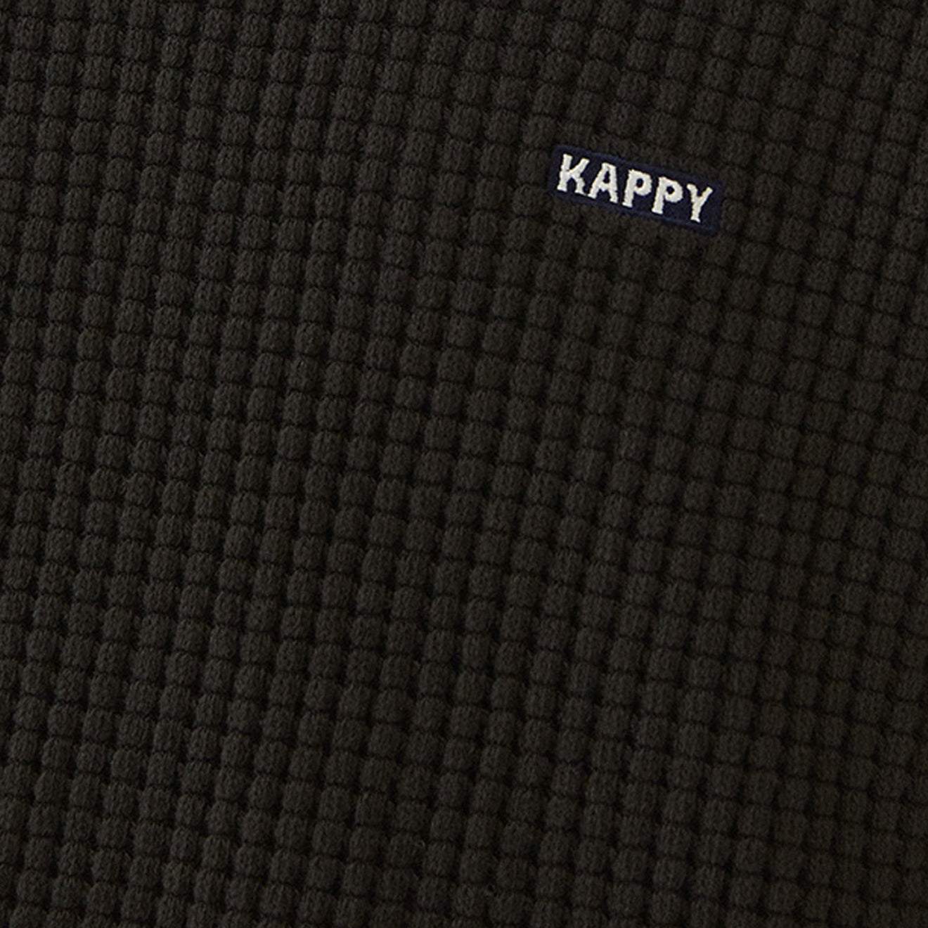 Kappy Waffle Button Hoodie Black