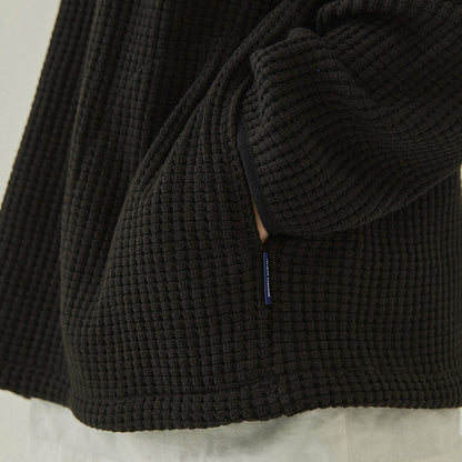Kappy Waffle Button Hoodie Black
