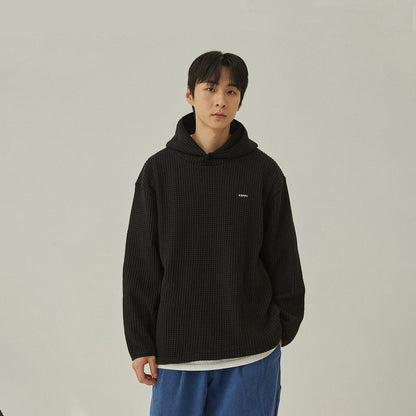 Kappy Waffle Button Hoodie Black