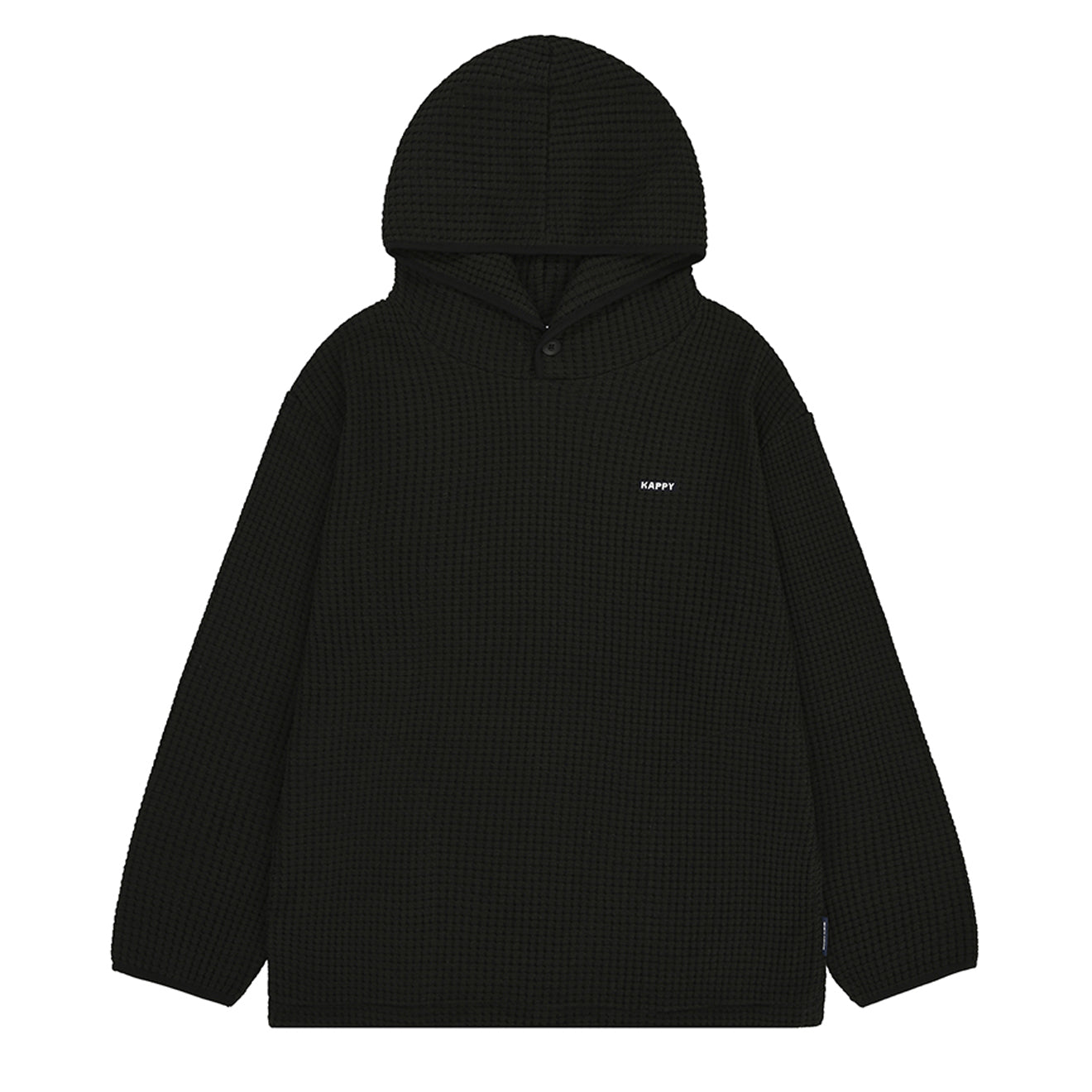 Kappy Waffle Button Hoodie Black
