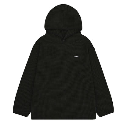 Kappy Waffle Button Hoodie Black