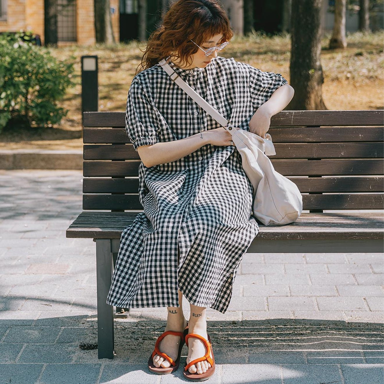 Kappy Womens Gingham Check Linen Dress Black - The Sporting Lodge