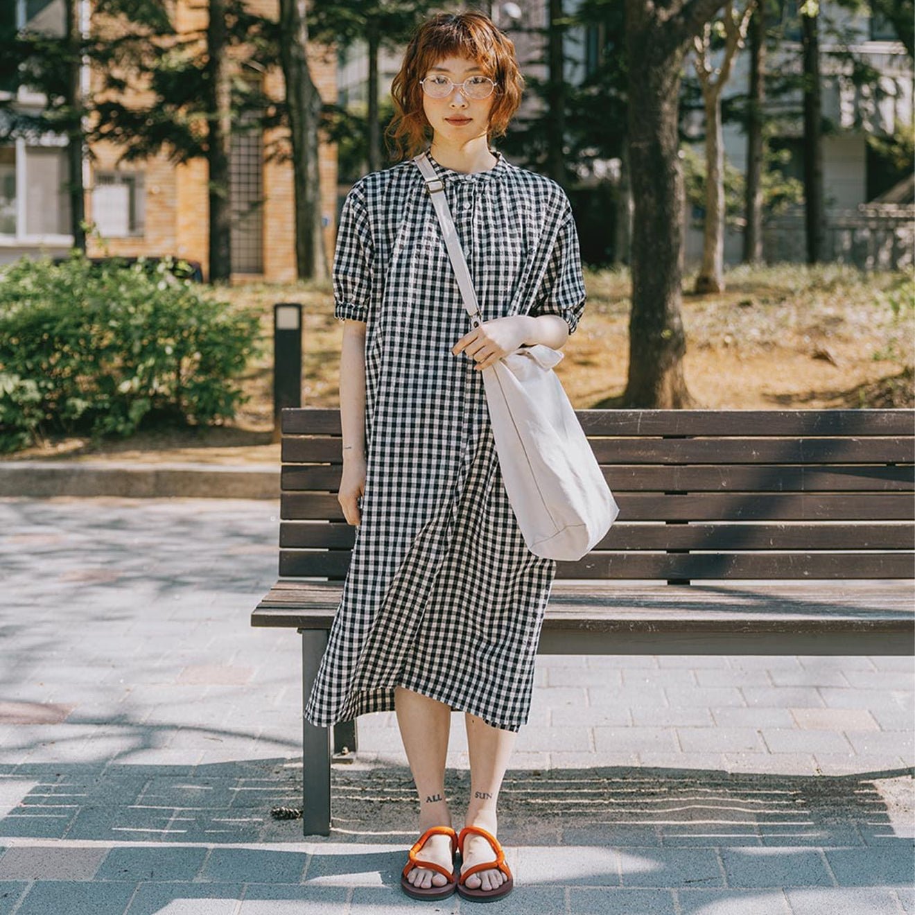 Kappy Womens Gingham Check Linen Dress Black - The Sporting Lodge