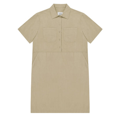 Kappy Womens Pocket Half Shirt Dress Beige - The Sporting Lodge