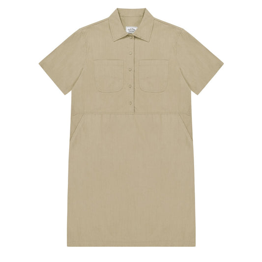 Kappy Womens Pocket Half Shirt Dress Beige - The Sporting Lodge