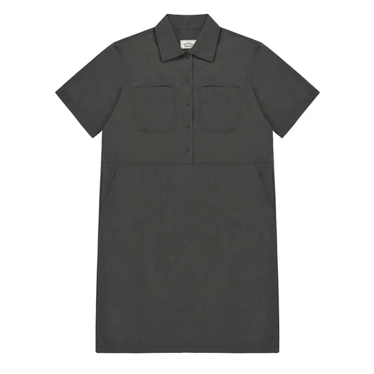 Kappy Womens Pocket Half Shirt Dress Charcoal - The Sporting Lodge