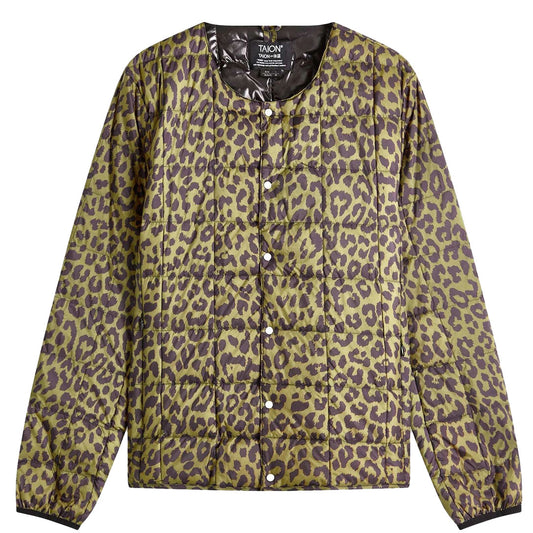 Taion Womens Crew Neck Button Down Jacket Leopard - The Sporting Lodge