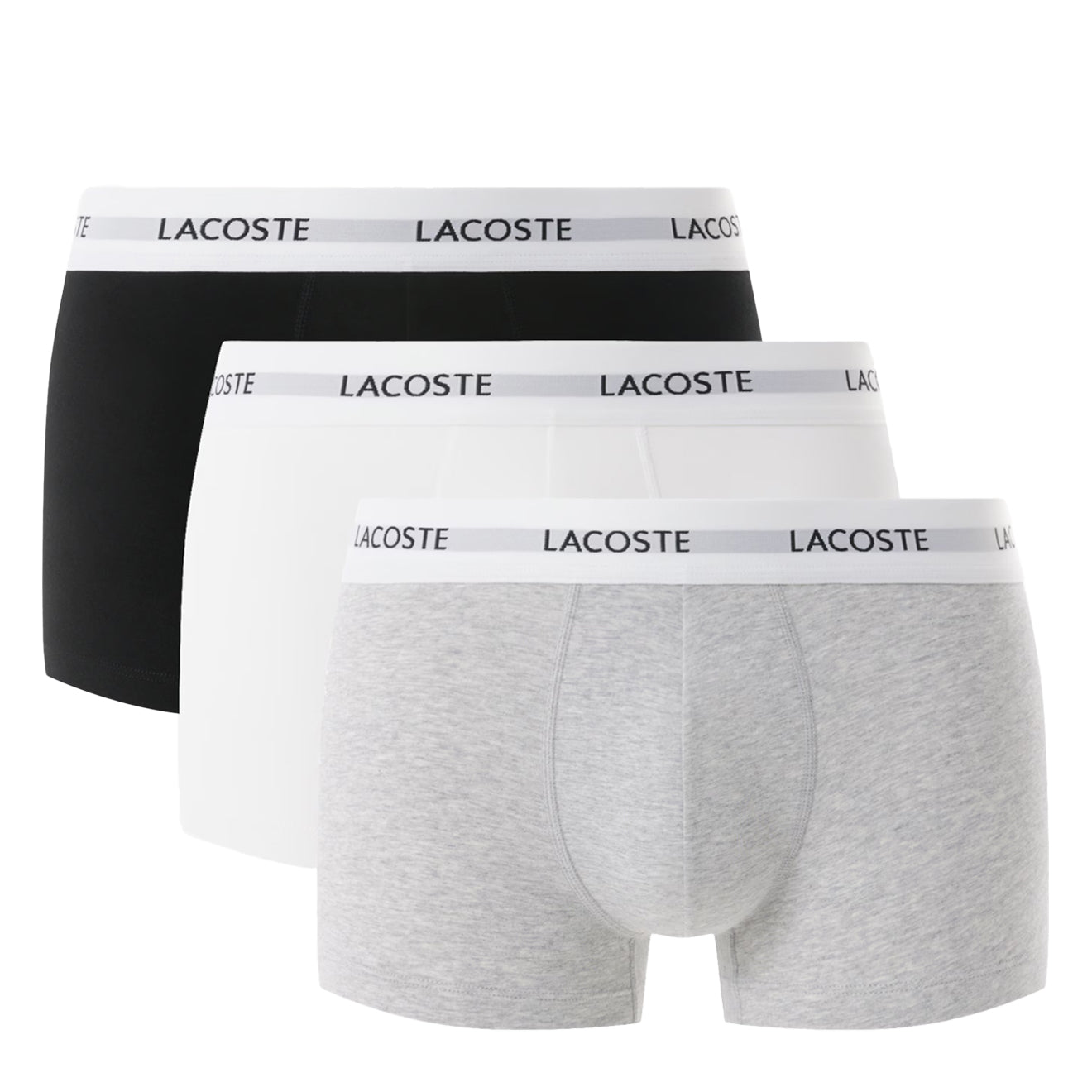 Lacoste 3-Pack Stretch Cotton Trunks Black / White / Grey Chine