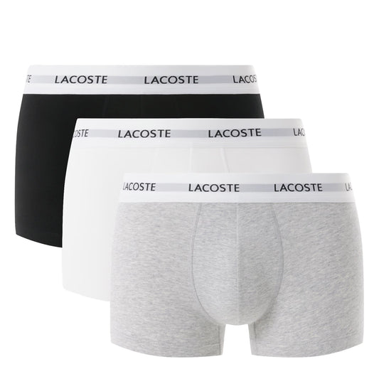 Lacoste 3-Pack Stretch Cotton Trunks Black / White / Grey Chine
