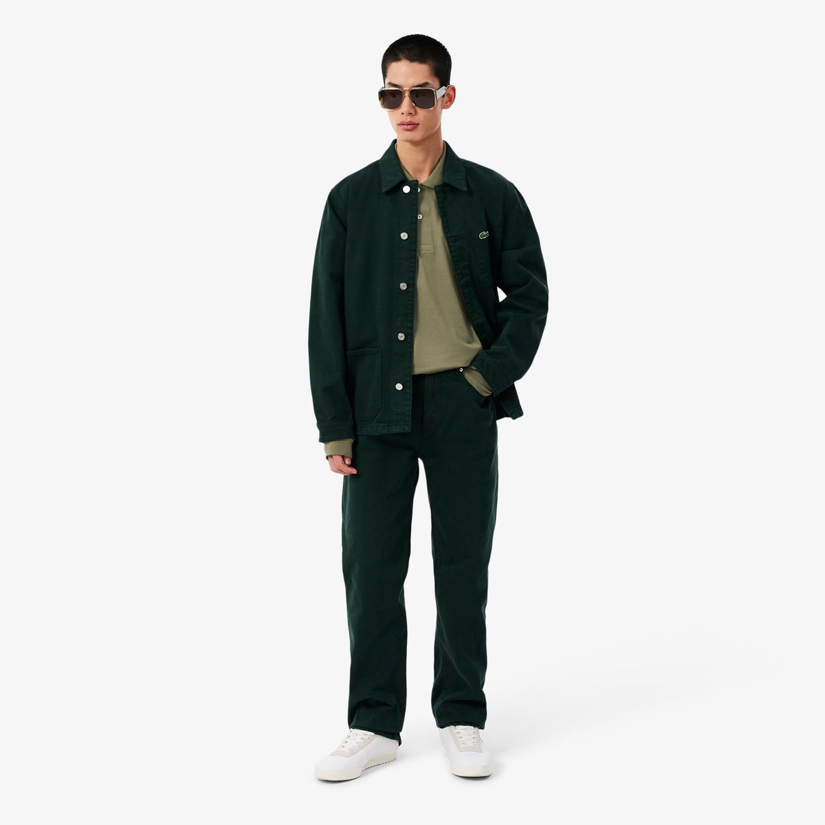 Lacoste Classic Fit Long Sleeved L.12.12 Polo Shirt Khaki Green
