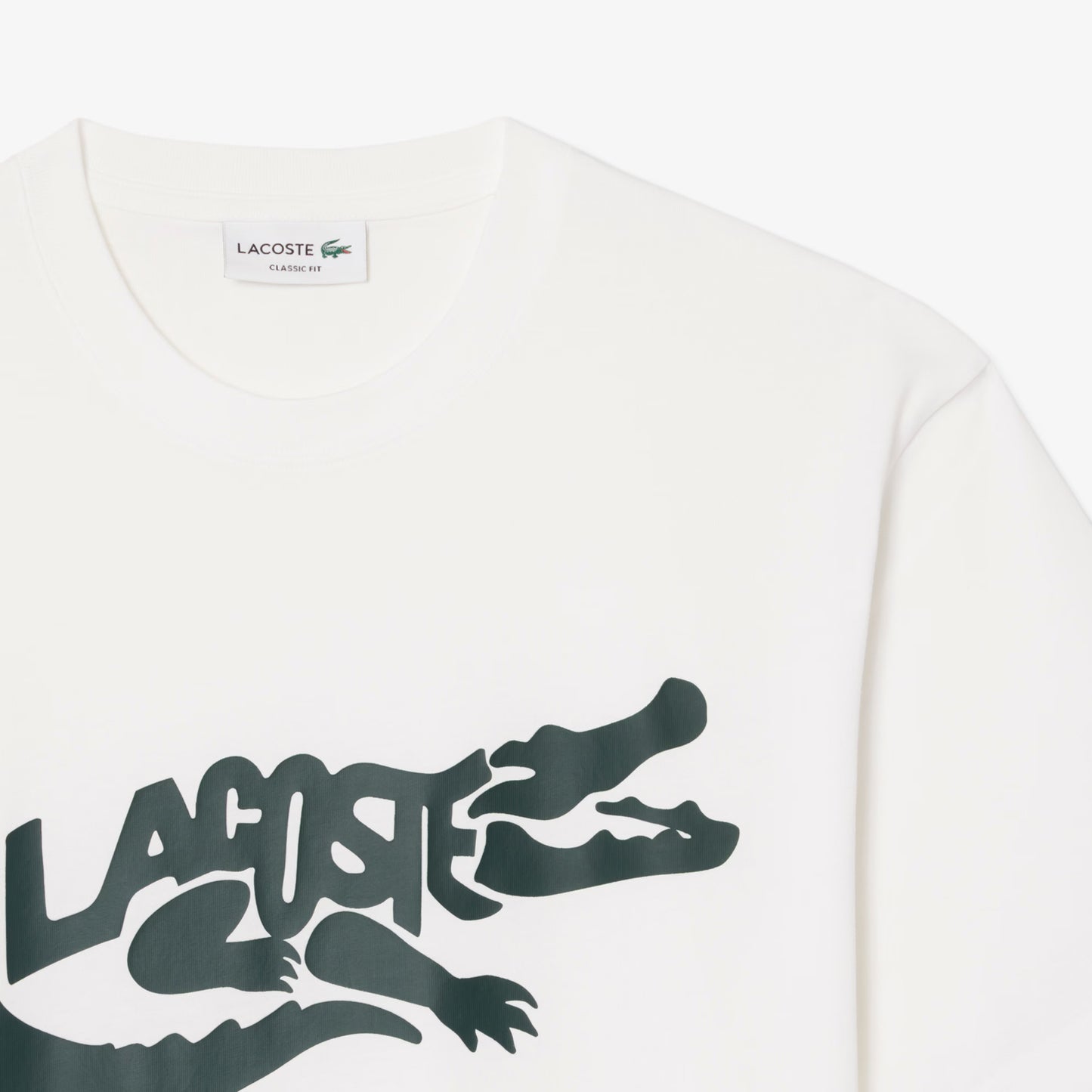 Lacoste Classic Fit Printed Cotton T-Shirt White