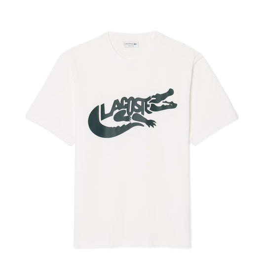 Lacoste Classic Fit Printed Cotton T-Shirt White