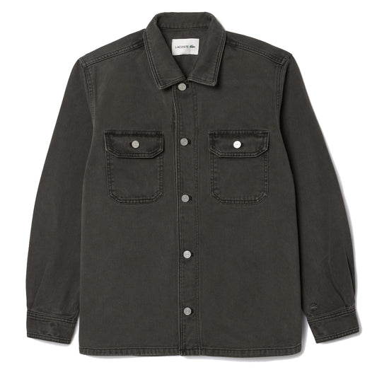 Lacoste Coloured Denim Classic Collar Overshirt  Eco Noir - The Sporting Lodge