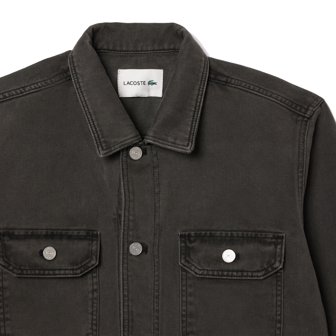Lacoste Coloured Denim Classic Collar Overshirt  Eco Noir - The Sporting Lodge