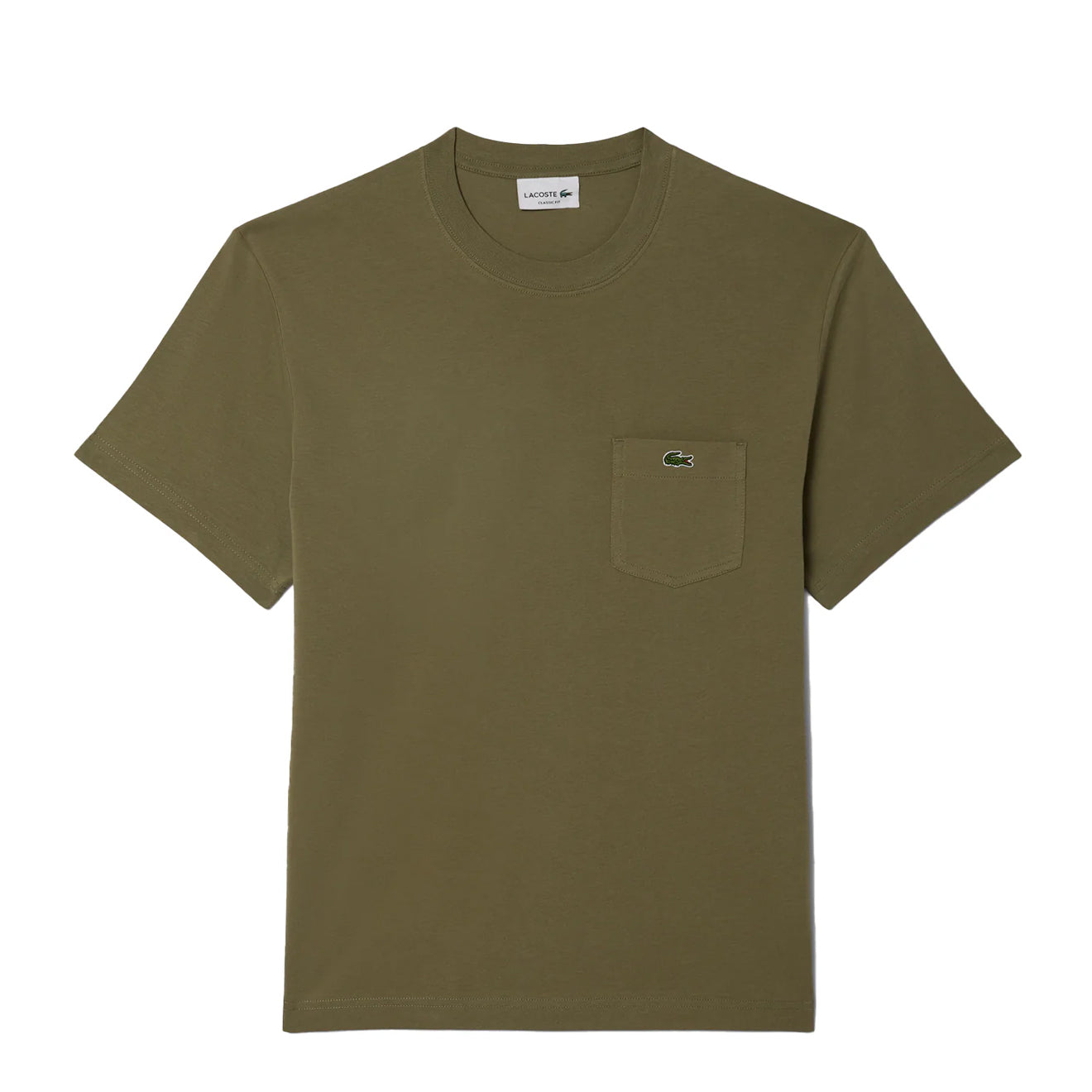 Lacoste Cotton T-Shirt with Breast Pocket Khaki - The Sporting Lodge