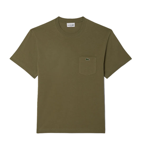 Lacoste Cotton T-Shirt with Breast Pocket Khaki
