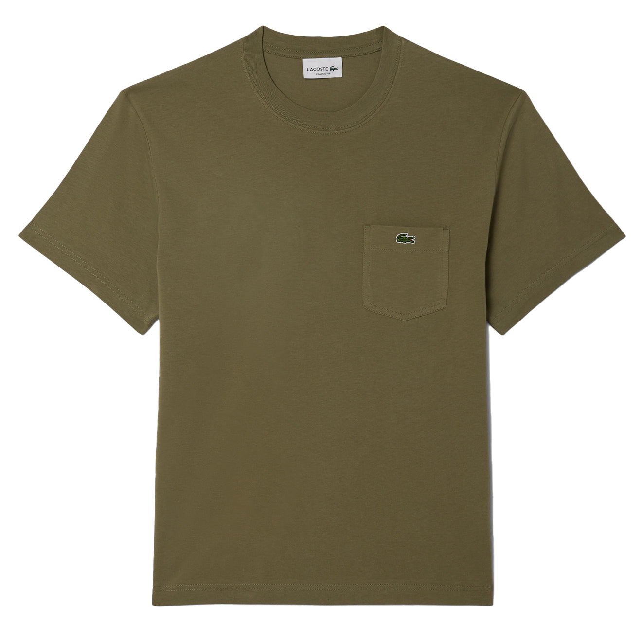 Lacoste Cotton T-Shirt with Breast Pocket Khaki - The Sporting Lodge