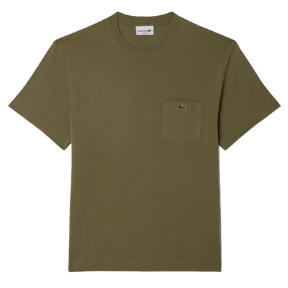 Lacoste Cotton T-Shirt with Breast Pocket Khaki - The Sporting Lodge