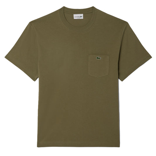 Lacoste Cotton T-Shirt with Breast Pocket Khaki - The Sporting Lodge