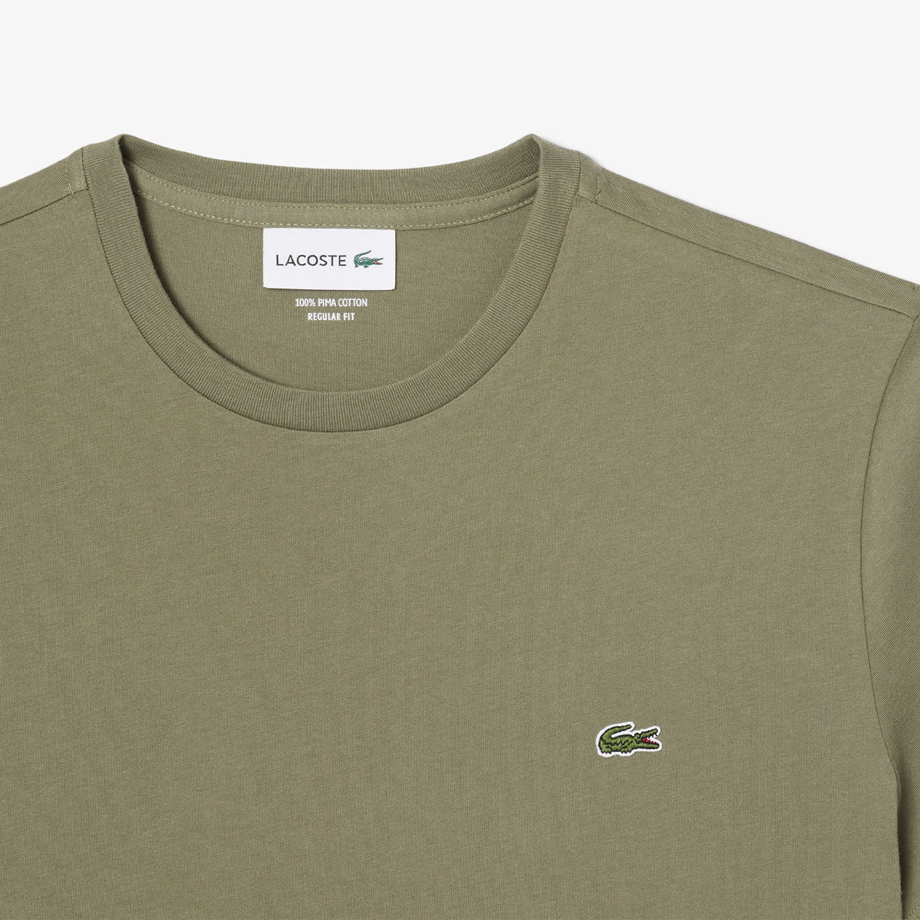 Lacoste Crew Neck Pima Cotton T-Shirt Khaki - The Sporting Lodge