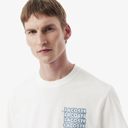 Lacoste Crocodile Blur Graffiti S/S Tee Flour / Limestone - The Sporting Lodge