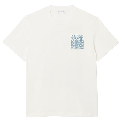 Lacoste Crocodile Blur Graffiti S/S Tee Flour / Limestone - The Sporting Lodge