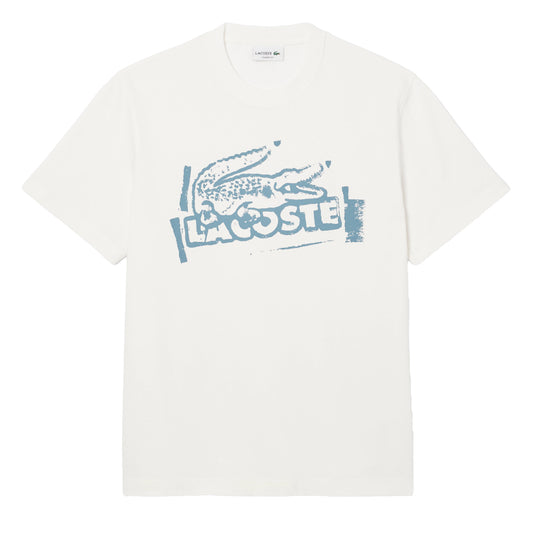 Lacoste Crocodile Graffiti S/S Tee Blue - The Sporting Lodge
