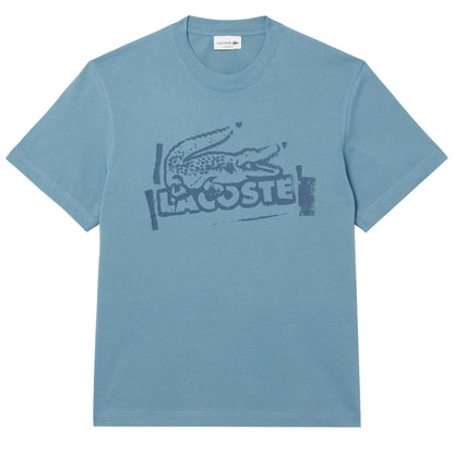 Lacoste Crocodile Graffiti S/S Tee Blue - The Sporting Lodge