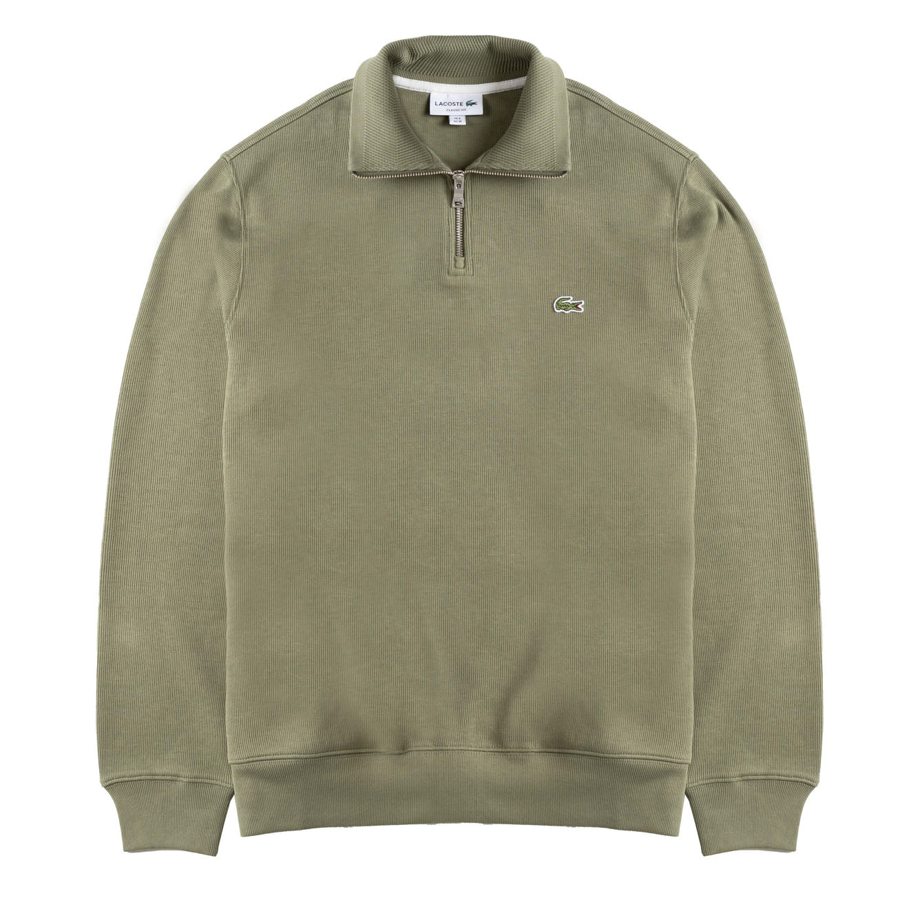 Lacoste Half Zip Sweatshirt Khaki Green - The Sporting Lodge