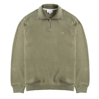 Lacoste Half Zip Sweatshirt Khaki Green - The Sporting Lodge