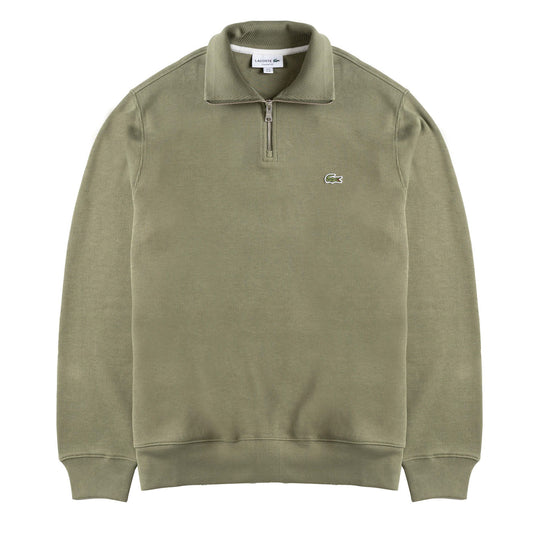 Lacoste Half Zip Sweatshirt Khaki Green - The Sporting Lodge