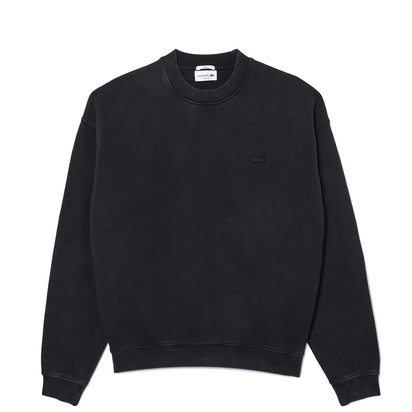 Lacoste Loose Fit Washed Effect Fleece Sweatshirt Black