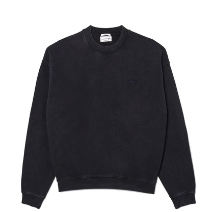 Lacoste Loose Fit Washed Effect Fleece Sweatshirt Black