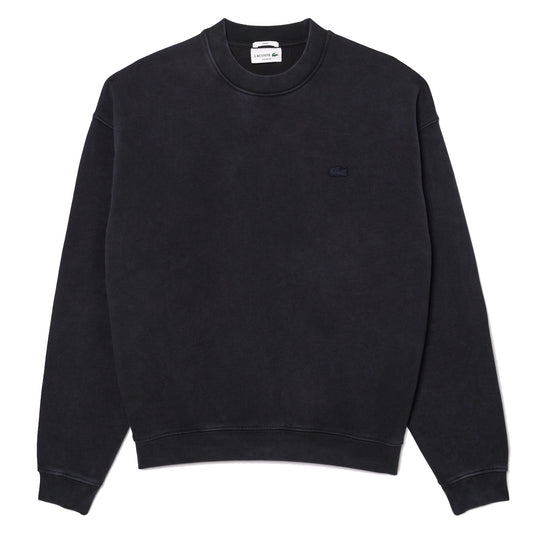 Lacoste Loose Fit Washed Effect Fleece Sweatshirt Black - The Sporting Lodge