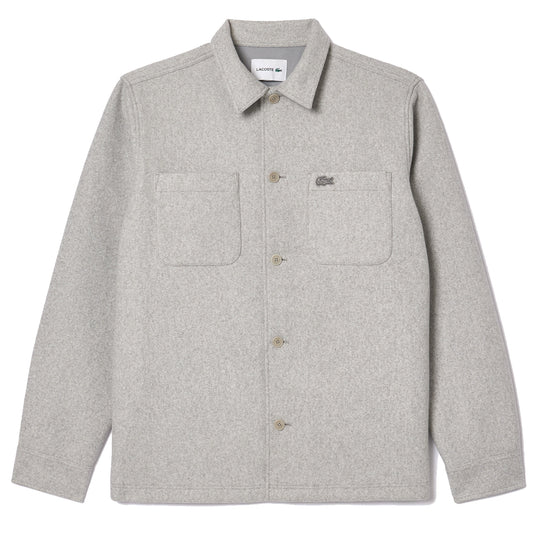 Lacoste Oversized Flannel Overshirt Grey Chine - The Sporting Lodge