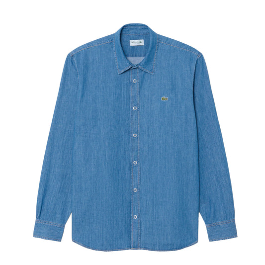 Lacoste Reg Fit Lightweight Denim Shirt Blue