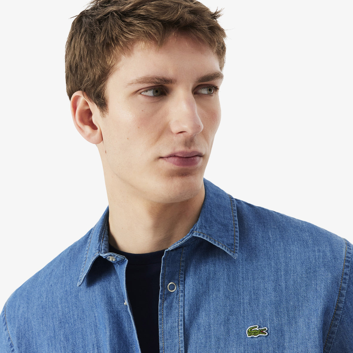 Lacoste Reg Fit Lightweight Denim Shirt Blue