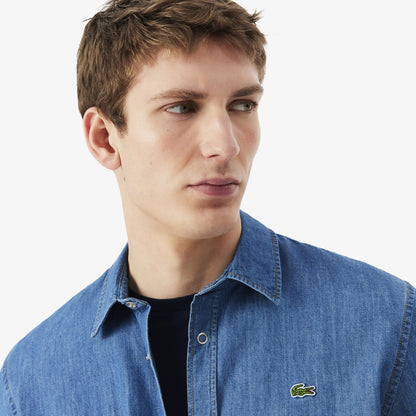 Lacoste Reg Fit Lightweight Denim Shirt Blue