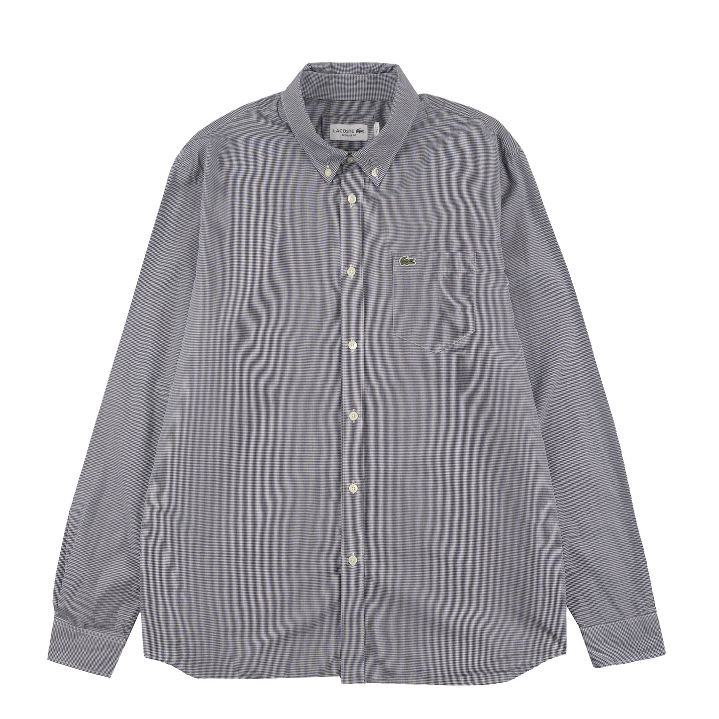 Lacoste Regular Fit Gingham Poplin Shirt White / Navy Blue