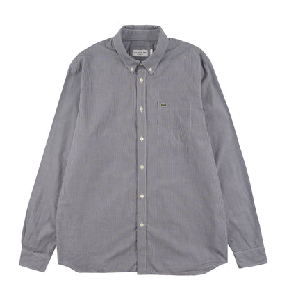Lacoste Regular Fit Gingham Poplin Shirt White / Navy Blue