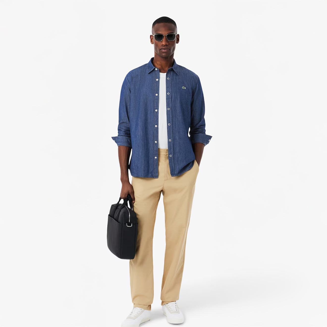 Lacoste Regular Fit Lightweight Denim Shirt Blue