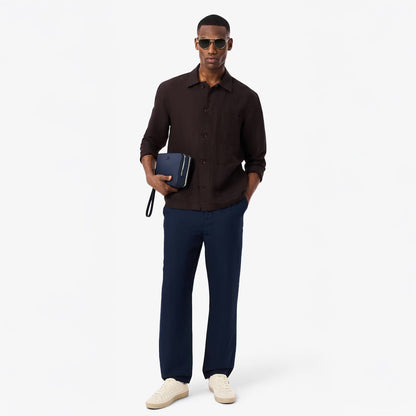 Lacoste Regular Fit Linen Chino Pants Midnight Blue