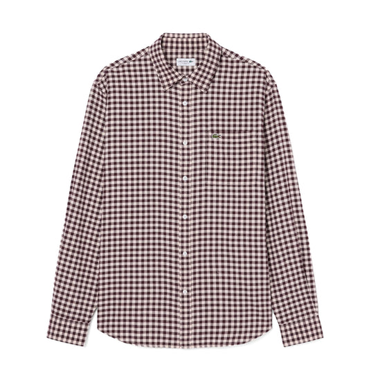Lacoste Regular Fit Plaid Flannel Shirt Beige / Brown