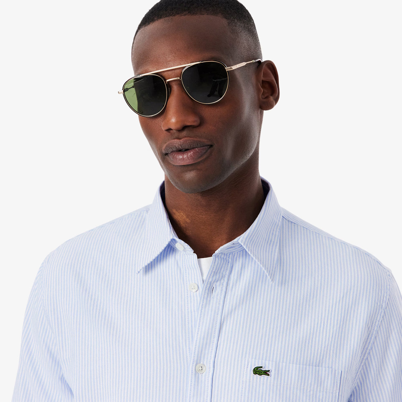 Lacoste Regular Fit Striped Oxford Shirt Blue / White