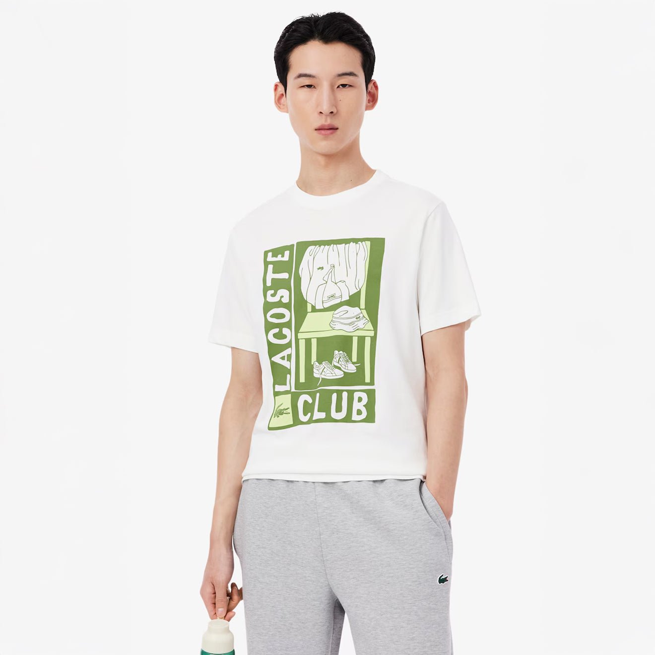Lacoste Relaxed Fit Tennis Print S/S Tee White