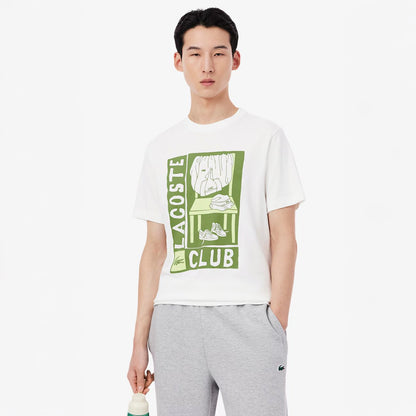 Lacoste Relaxed Fit Tennis Print S/S Tee White