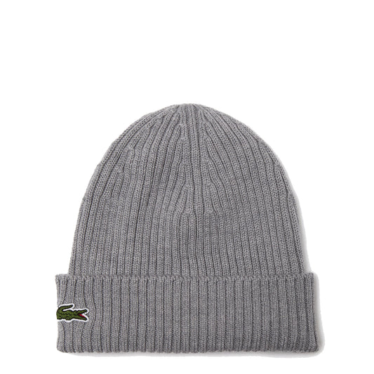 Lacoste Rib Knit Brushed Wool Beanie Heather Agate - The Sporting Lodge